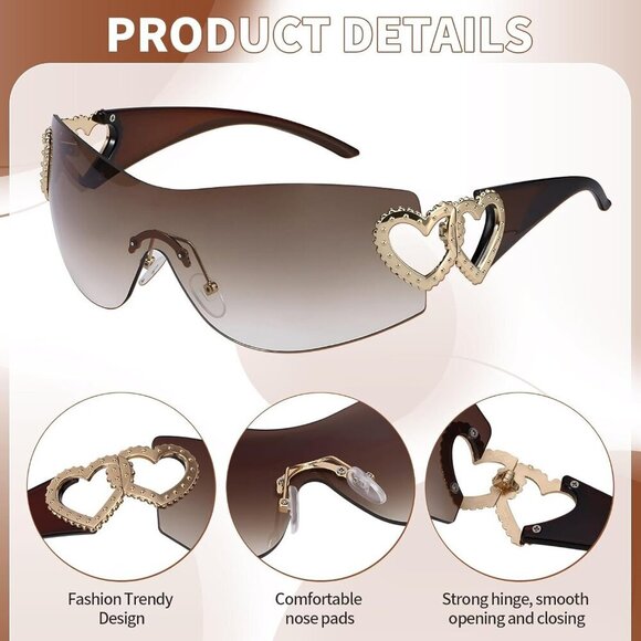 Y2K Sunglasses Women Men UV400 Wrap Retro 90s 2000s Party Accessory main image 5